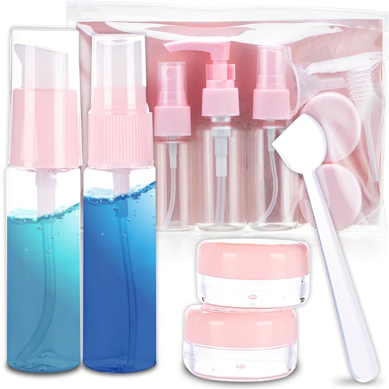 Retoo Lot de bouteilles de voyage, cosmétiques, vides, accessoires de voyage en avion, bouteilles en plastique à remplir pour li