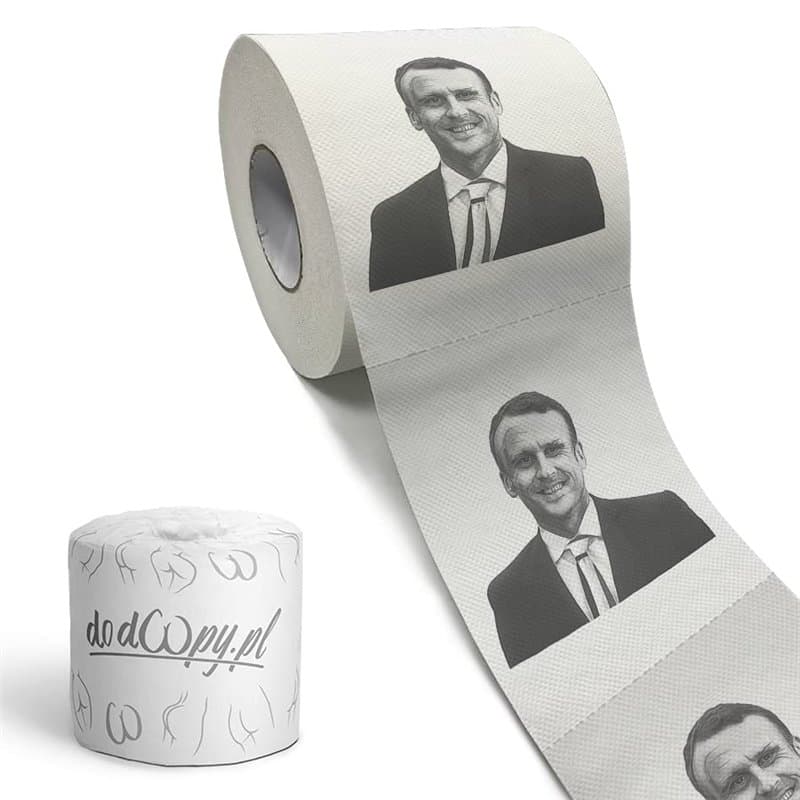 Papier toilette avec Emmanuel Macron - rouleau de 30m, 3 couches, perforation - Dodoopy