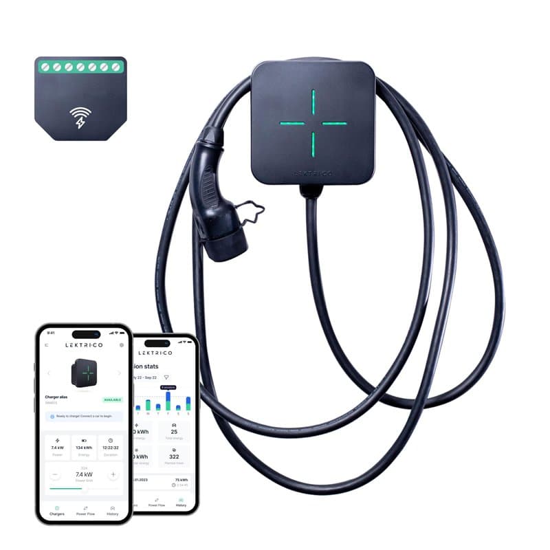 LEKTRI·CO – Chargeur pour EV 1P7K V2 - Borne de Recharge pour EV 7,4kW Hybride, Compatible photovoltaïque, monophasé 230V, Coura