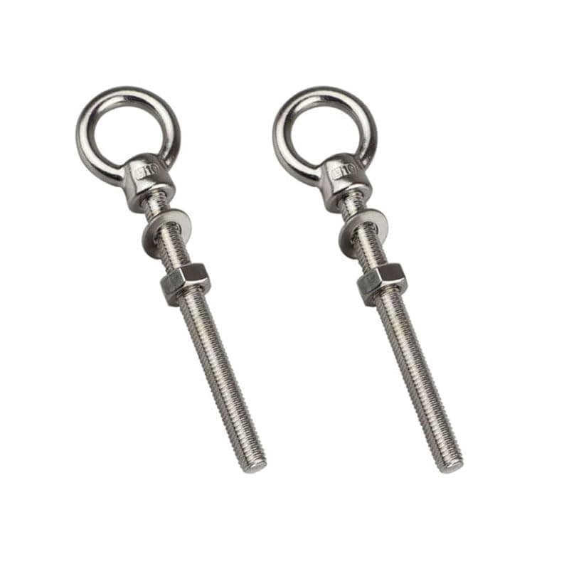 Lot de 2 vis à œil longues M10 x 120 mm, avec rondelles et écrous hexagonaux, boulons à œil pour la fixation et la suspension