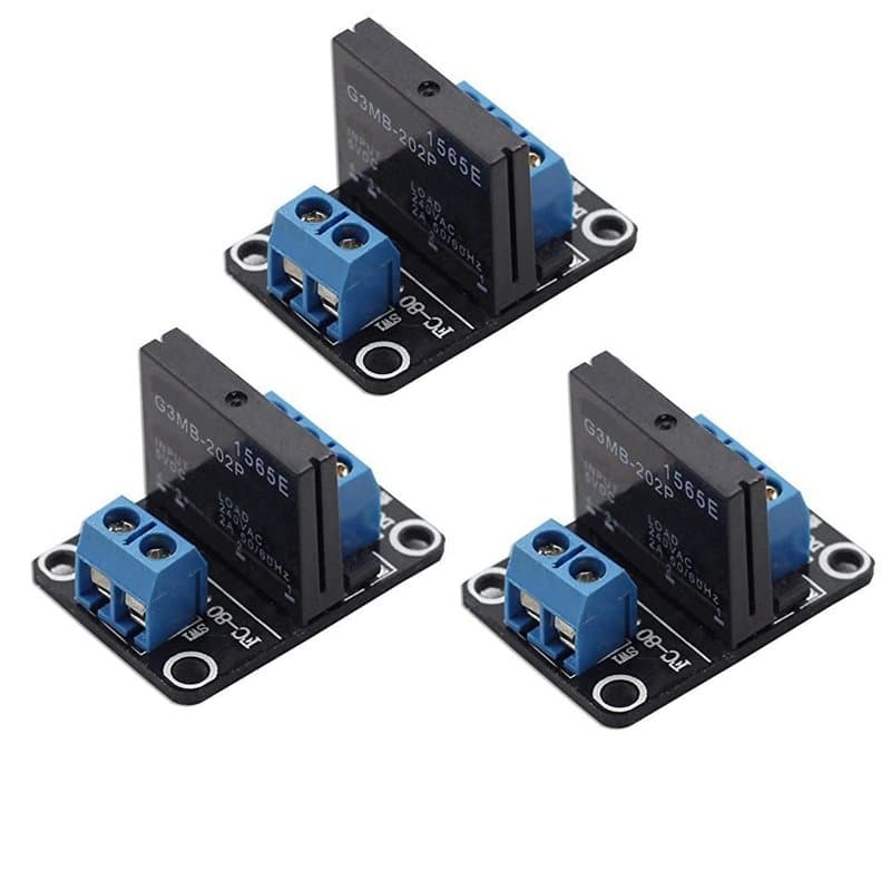 Aihasd 3 pièces DC 5V 1 canal SSR G3MB-202P Carte de module de relais statique Haut niveau avec fusible résistif pour Arduino
