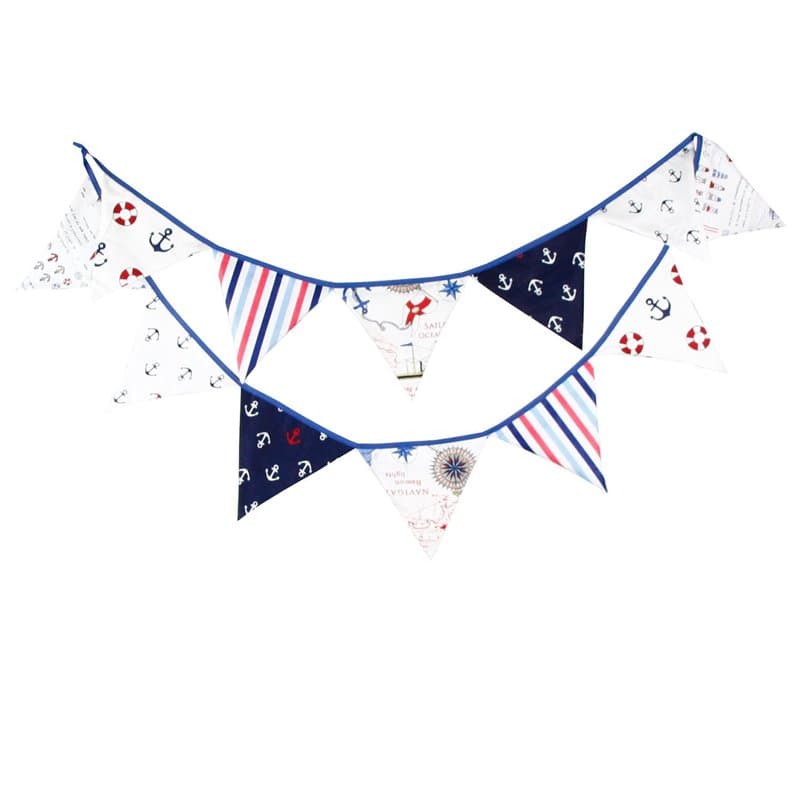 JZK 3.5m Bleu Bruant de fête Drapeau Triangle bannière en Tissu Drapeaux Fanion chaîne pour baptême d'anniversaire de garçon Bap