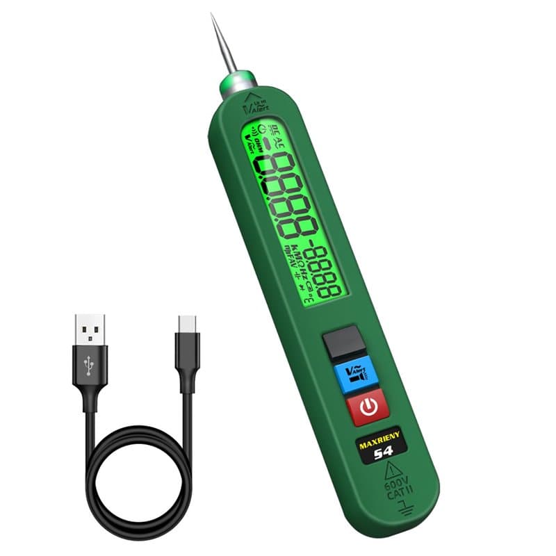 MAXRIENY Stylo Testeur de Tension Rechargeable AC 12-300V Grand Écran Testeur de Fuites Électriques Unipolaire avec Alarme Sonor