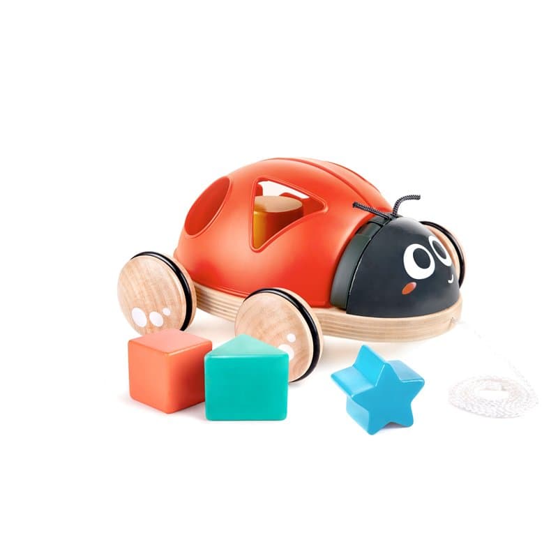 Hape Coccinelle Jouet en Bois 1 an à Tirer - Dès 12 Mois - pour Motricité, Imagination & Dextérité de l'enfant - Jouet à Tirer e