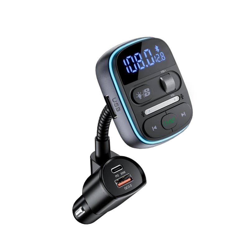 LENCENT Transmetteur FM Bluetooth, Bluetooth 5,0 Lecteur MP3 Adaptateur Radio sans Fil Kit Émetteur FM Voiture Charge Rapide 30W