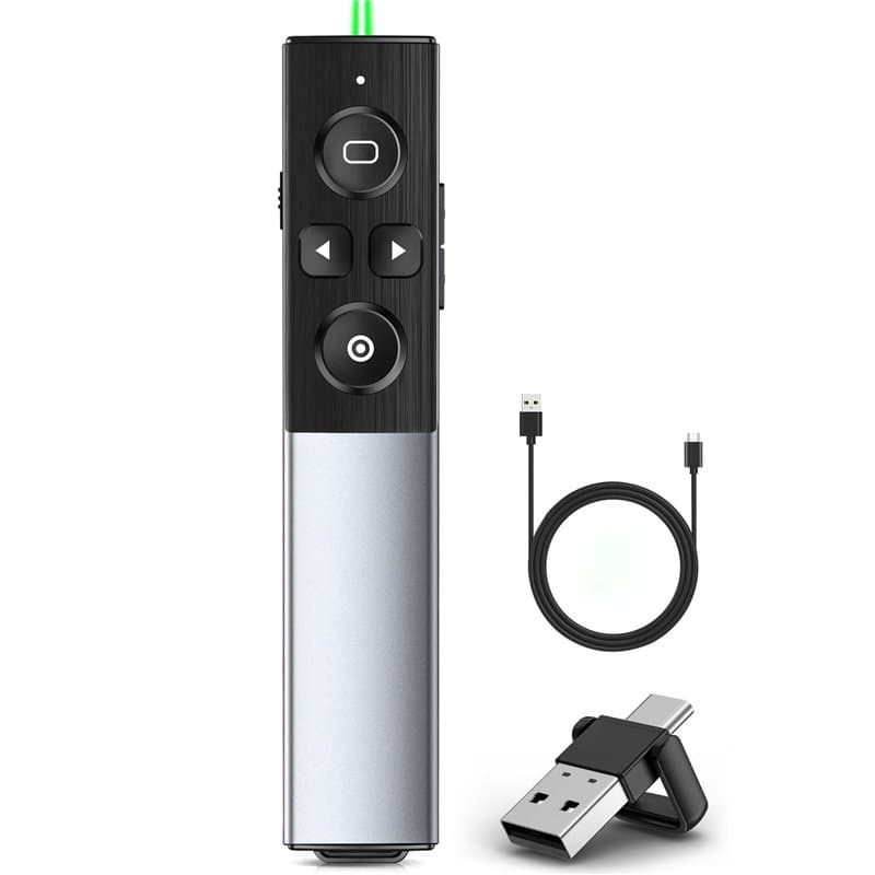 Présentateur USB C, 2 en 1, récepteur USB et type C, pointeur pour présentations, rechargeable avec augmentation du volume, rédu