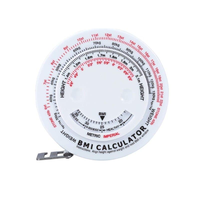 Mètre ruban IMC avec calculatrice de l'IMC pour indice de masse corporelle, circonférence du corps et évaluation du risque d'obé