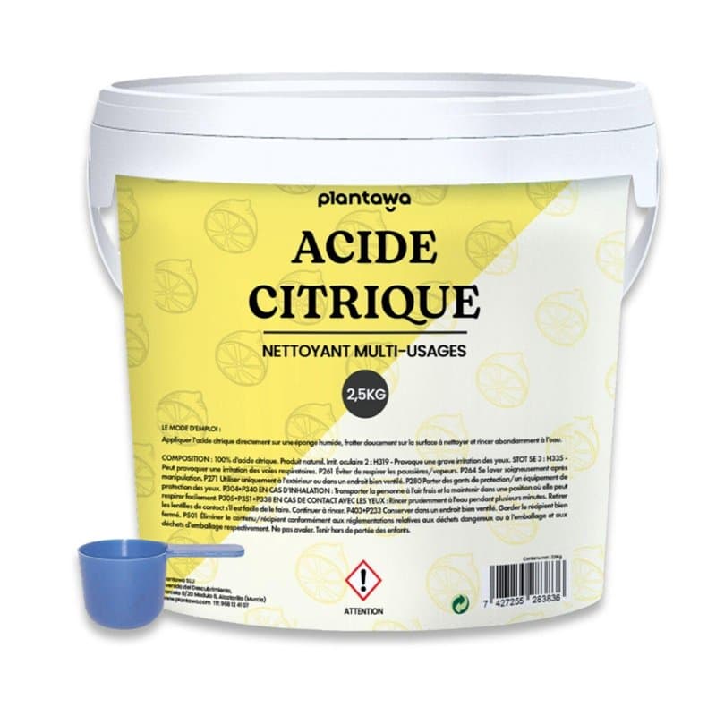 PLANTAWA Acide Citrique Powder 2,5kg | Acide citrique poudre menager pour la cuisine, la salle de bain et le jardin | 100% pur e