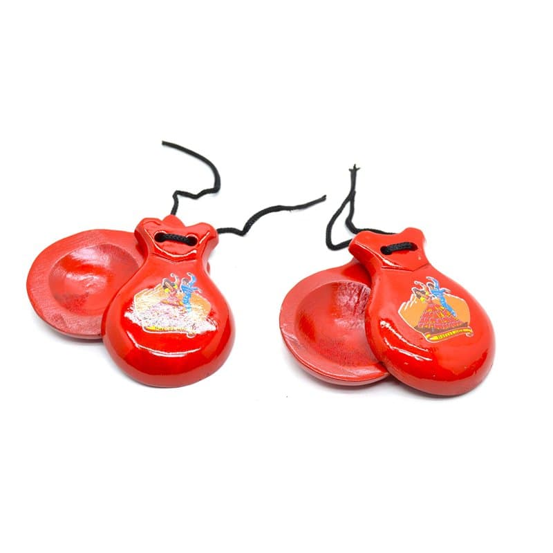 CASTANETS CASTAGLES ESPAGNONOLES ROUGE POUR ADULTS tout le bois fait à la main