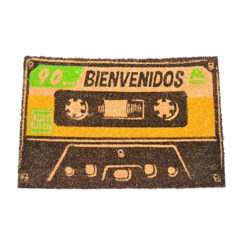 better with friends BIENVENIDOS Paillasson en fibres naturelles avec base en caoutchouc 60 x 40 cm, cassette oldskool des années