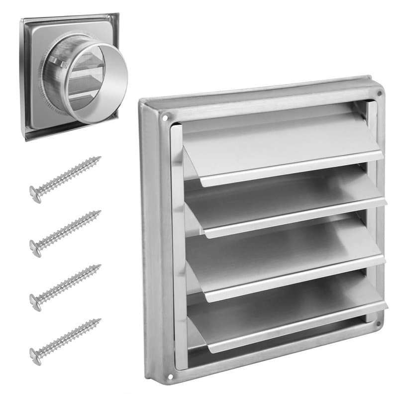 Grille de ventilation 100 mm en acier inoxydable 304 avec moustiquaire et clapet anti-retour, grille de protection contre les in