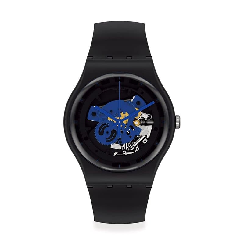 Swatch Montre New Gent Bioceramic Lacquered SO32B109 Time to Blue BIG, Sangle, Sangle, Sangle, Sangle