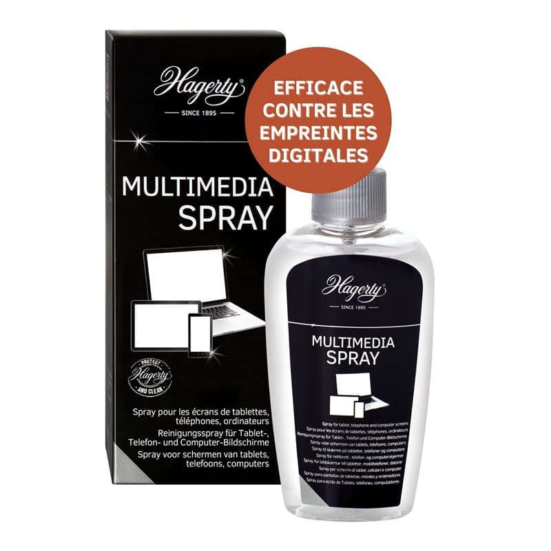 Hagerty Multimedia Spray Nettoyant pour écran I 125 ml I Spray efficace pour smartphone, tablette, ordinateur portable I Antista