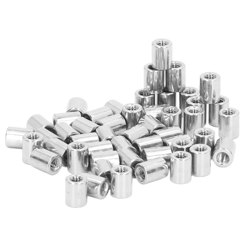 50 Pcs Filetage Femelle Écrou D'accouplement M4 X 0,7 8 L10mm Robuste En Acier Inoxydable Cylindrique Écrou D'accouplement Kit E