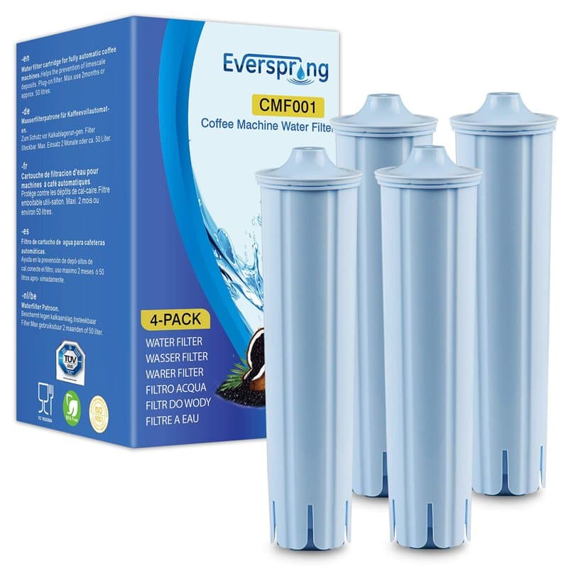 EVERSPRING Filtre à eau pour machine à café Compatible Avec IMPRESSA/ENA/GIGA/Jura 71312 Blue/71311/67007, 4 pièces