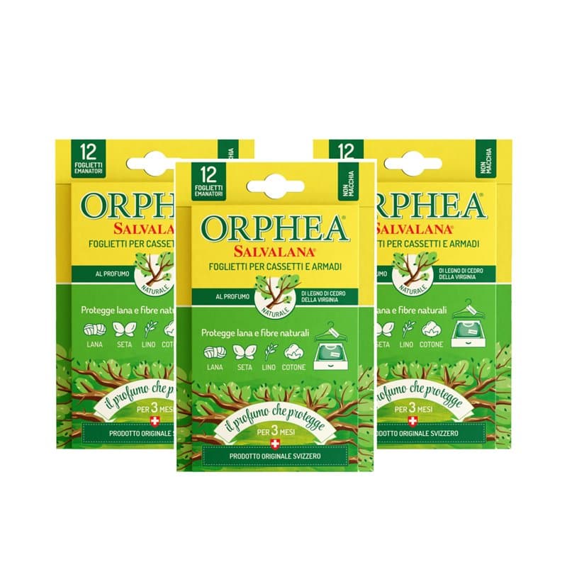 Orphea, Lot de 3 Paquets de 12 feuillets de Protection pour tiroirs et armoires, pour Laine et vêtements Toute la Saison, Parfum