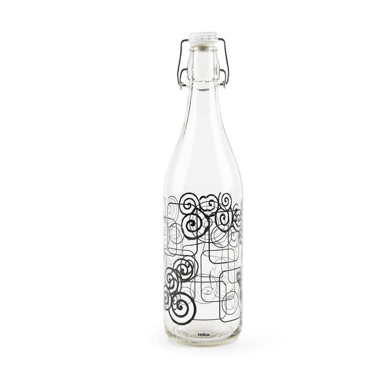 Excelsa Magic Black Bouteille d'eau 1 litre en verre avec joint