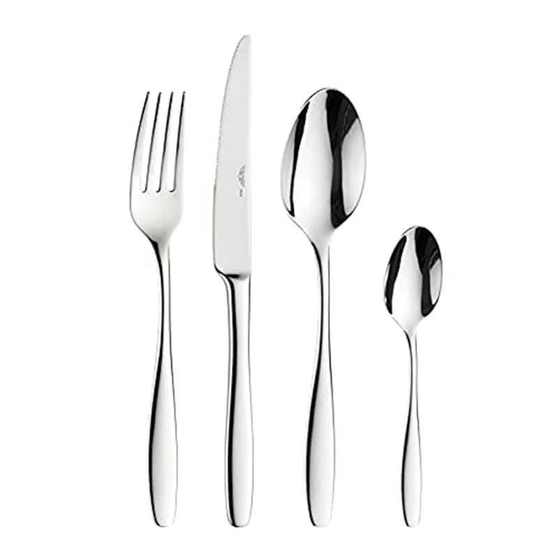 Prima Collection Elba Lot de 24 couverts en acier inoxydable 18/10 pour 6 personnes comprenant 6 cuillères de table, 6 fourchett