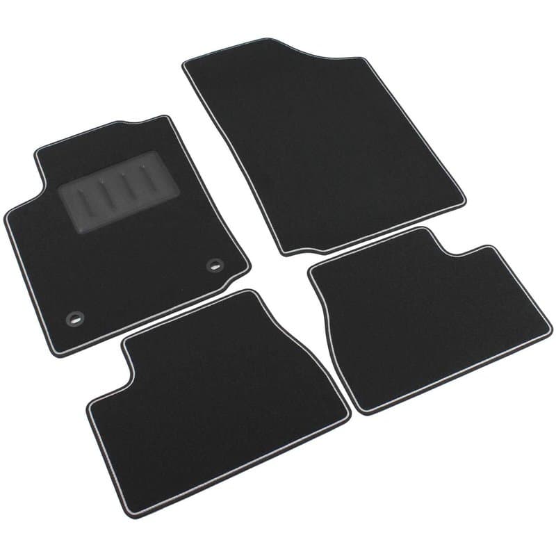 Il Tappeto Auto SPRINT00602 Tapis de Voiture antidérapants en Moquette Noire, Bord Bicolore, Talonnette renforcée en Caoutchouc,