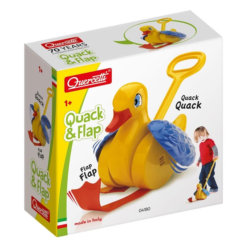 Quercetti - 4180 Quack Flap - Jouets à tirer, Jouets d'activité et de développement