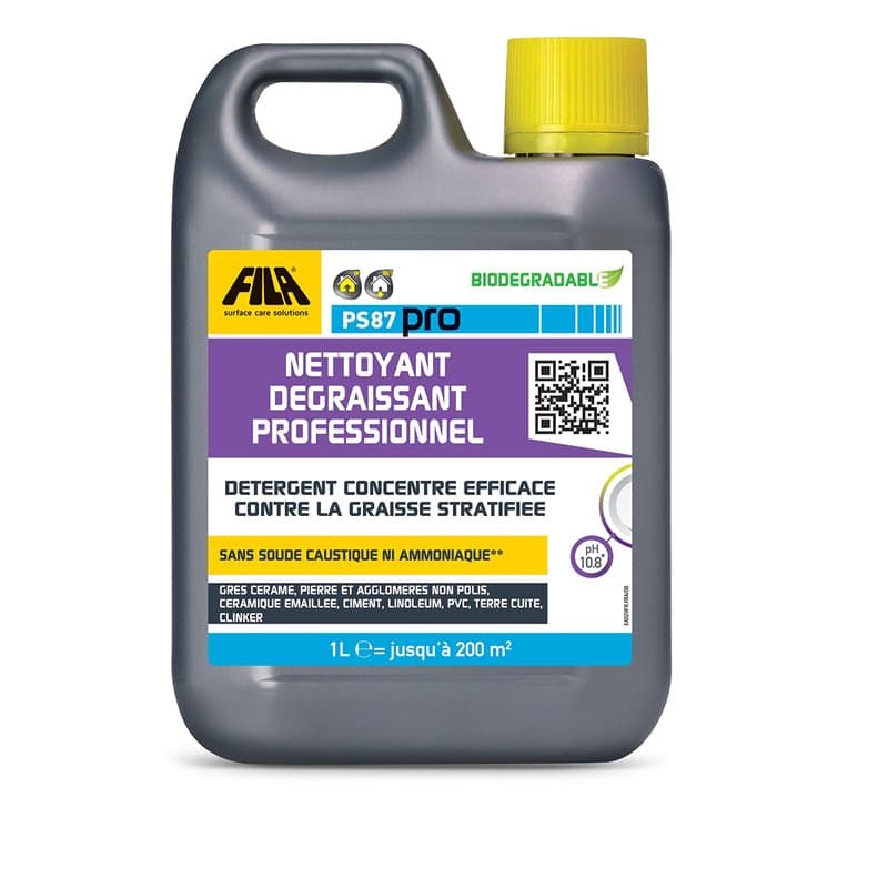 FILA Surface Care Solutions, PS87 PRO, Nettoyant Degraissant Professionel: Detergent Concentre Efficace contre la Graisse Strati