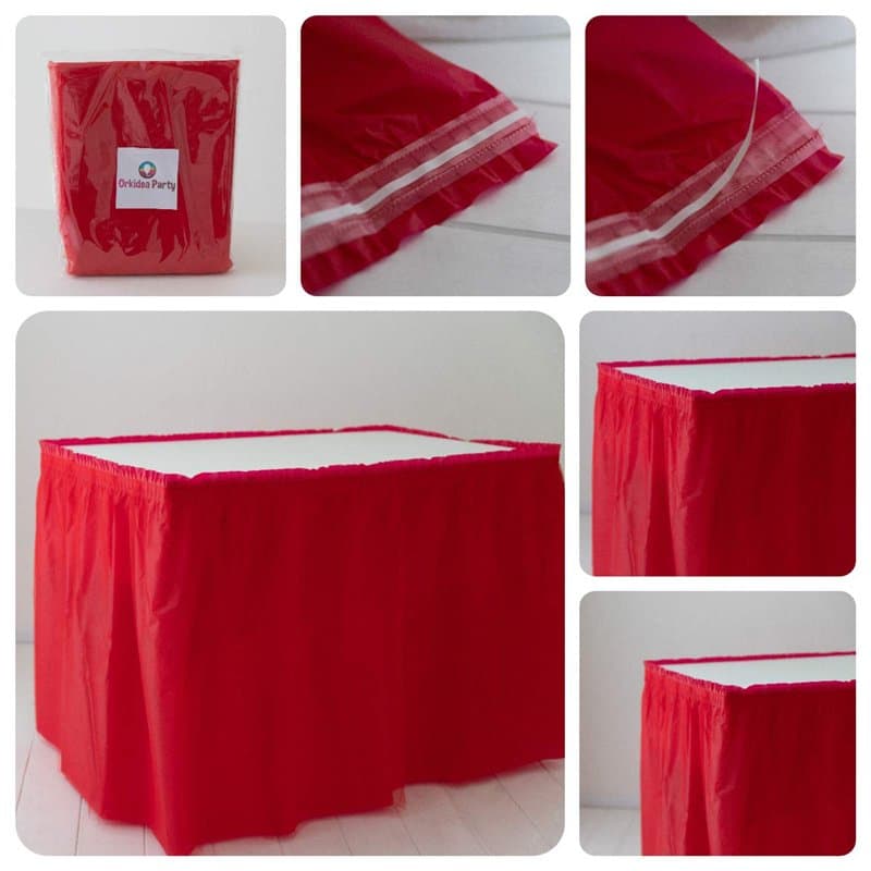 Orkidea jupe de table avec tulle - Fabriquée en Italie - Dimensions : 74 x 420 cm (rouge)