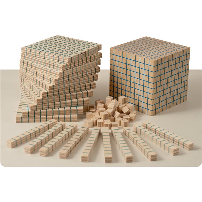 Dida - Ensemble de 121 Blocs en Bois Base 10, Matériaux Didactiques Montessori pour l'Apprentissage des Mathématiques, Blocs Ari