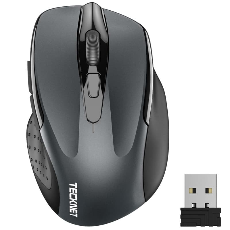 TECKNET Souris sans Fil, 2.4G Souris Optique avec 2600 DPI, Souris Ergonomique pour Ordinateur Portable, PC avec Récepteur USB,