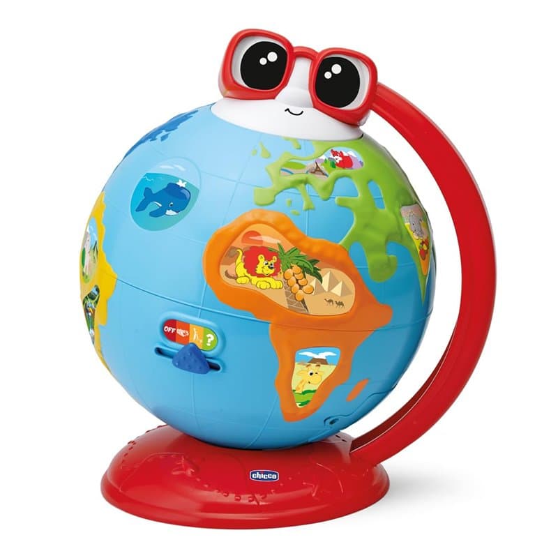 Chicco Edu Globe terrestre éducatif parlant allemand pour apprendre la géographie, la musique, les connaissances, la flore, la f