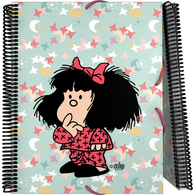 Grafoplas Classeur scolaire à pochettes transparentes A4 Couverture souple 30 doublures en polypropylène Mafalda Pyjama, Maxiplá