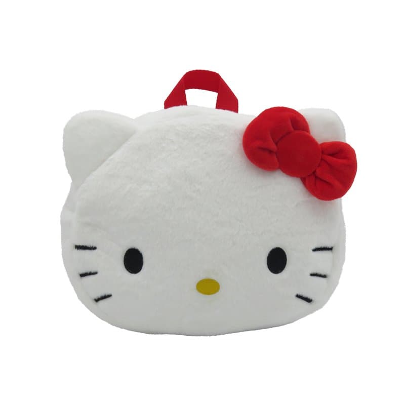 CyP Brands- Hello Kitty, Sanrio, sac à dos, peluche, sacs, figurine 3D, visage Hello Kitty, couleur blanche, produit officiel, b