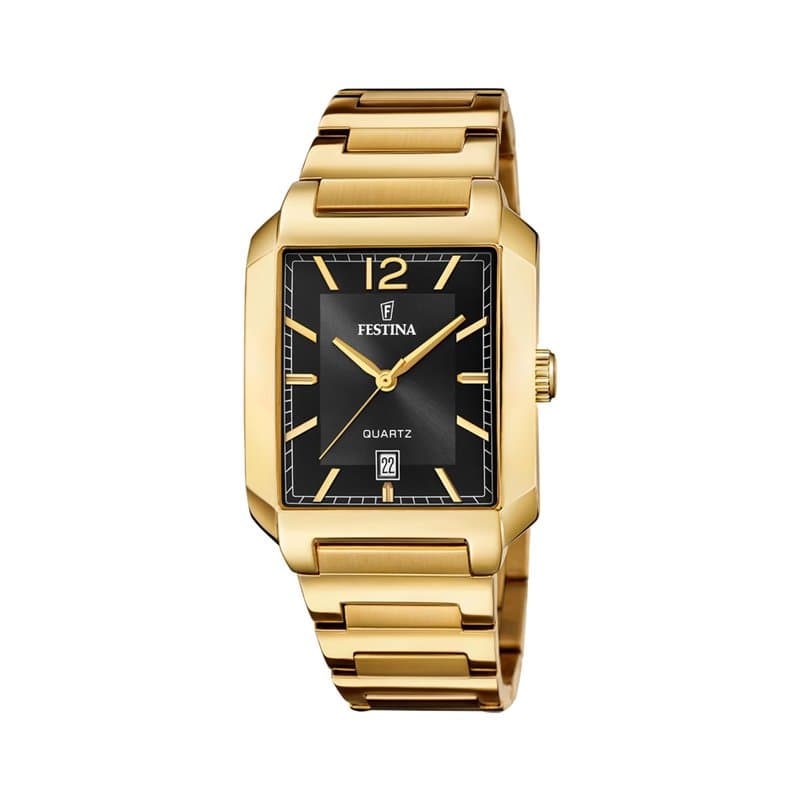 Festina Montre pour Homme F20678/4 on The Square Boîtier en Acier Inoxydable Doré Bracelet en Acier Inoxydable Doré
