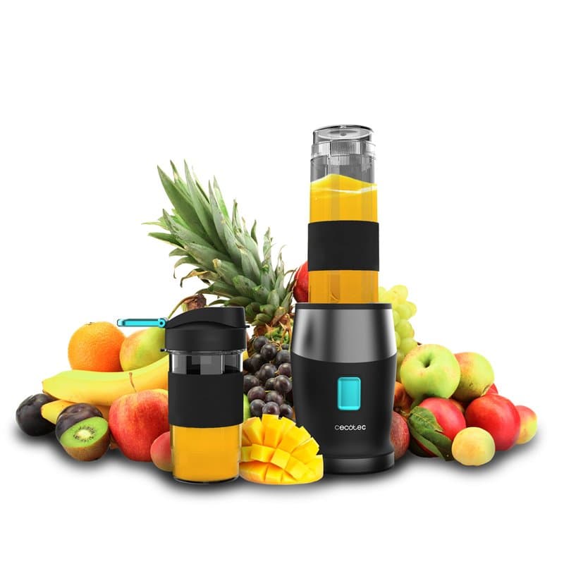 Cecotec Blender Portable Individuel Smoothies Power Titanium 900 ProGo, Puissance Max de 900W, Comprend 2 Tasses Portables de 57