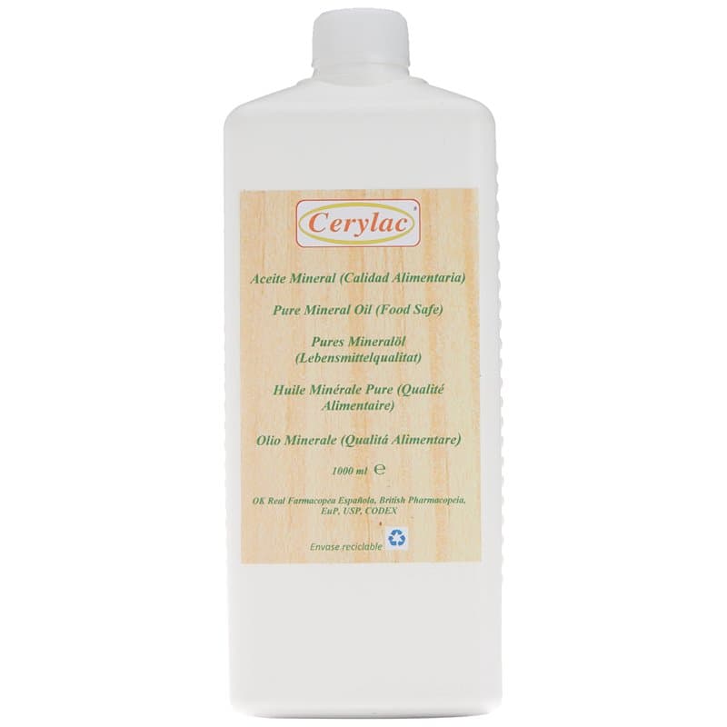 Huile Minérale pure pour le bois, l'ardoise et la pierre - 1000 ml. Qualité alimentaire. Approuvée par la Pharmacopée Royale Esp