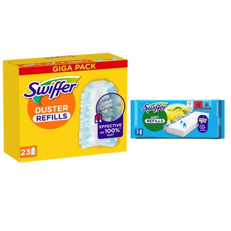 Swiffer Attrape Et Retient La Poussière, Duster Plumeau 23 Recharges Sèches Et 3 Recharges Humides, Attrape Et Retient 3 Fois Pl
