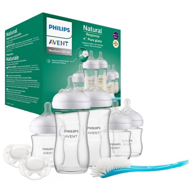 Coffret de Naissance Biberon Verre Natural - PHILIPS AVENT - Kit nouveau-né - 240 ml - Mixte