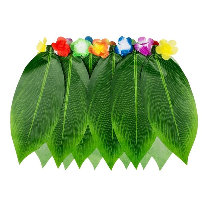 Boland 52245 - Hawaii Rock Palmblätter, Minirock mit künstlichen Blättern und bunten Kunstblumen, Beachparty, Sommerfest, Karnev