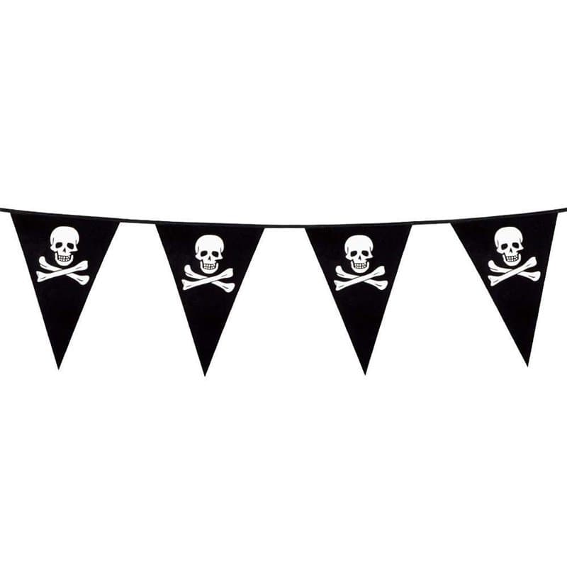 Boland 74160 – Guirlande de fanions Pirate Longueur 4 m, Pompiers, tête de Mort, décoration à Suspendre, Guirlande, Anniversaire