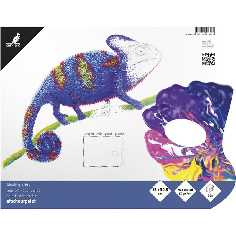 Kangaro Palette à déchirer 23 x 30 cm, 36 Feuilles de Papier 50 g, collée sur 3 côtés avec Trou pour Le Pouce, Blanc