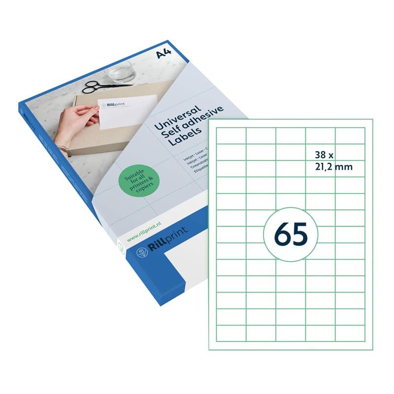 Rillprint Etiquettes auto-adhésives 6500 étiquettes 38 x 21,2 mm 65 étiquettes imprimables par page A4 Expédition, prix étiquett