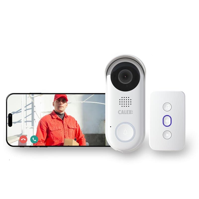 CALEX Sonnette Vidéo avec Caméra, Sonnette Intelligente 2K Câblée avec Carillon, Détection de Mouvement & Fonction Interphone, S