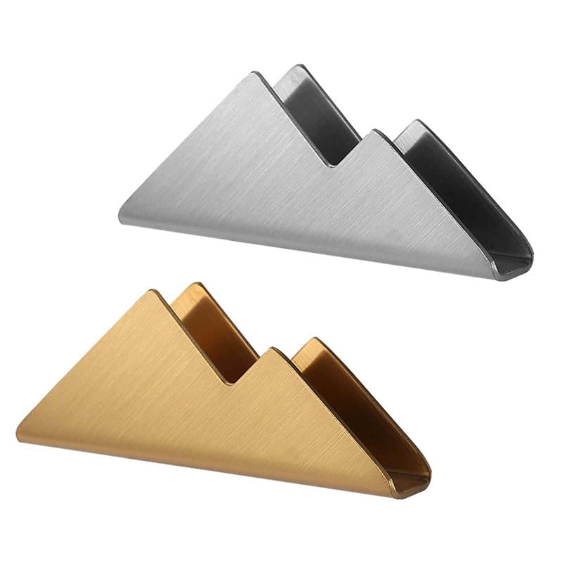 2 Pièces Porte-Cartes de Visite en Acier Inoxydable Présentoir Carte de Visite en Métallique Support de Carte de Visite Support