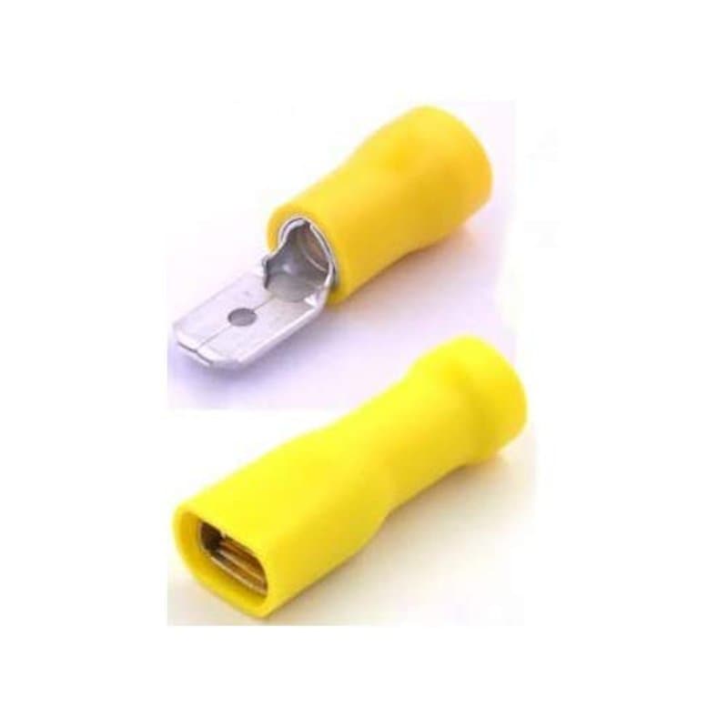 100x Cosse Electrique Plate 6.3 mm Jaune - 50 x Male et 50x Femelles (Pour fils jusqu'à 2.5mm to 6.5mm²)