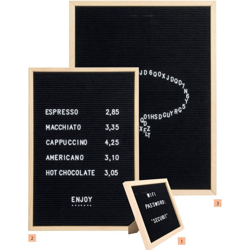 Securit Tableau avec lettres 60 x 80 cm en bois naturel et feutre - Comprend 360 lettres, chiffres, symboles et un kit de montag
