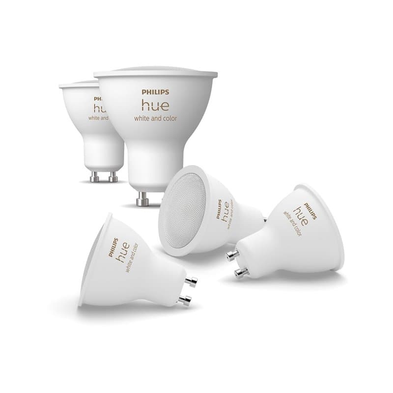 Philips Hue White and Color Ambiance Ampoule LED connectée Pack de 5, culot GU10, 400 lumens, Compatible Bluetooth. Fonctionne a
