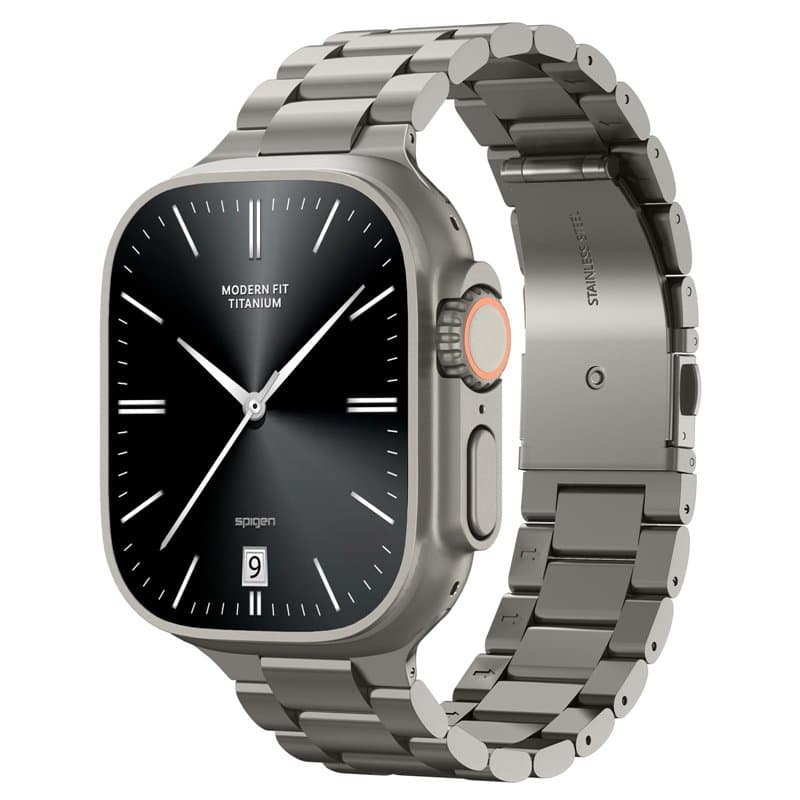 Spigen Modern Fit Titanium Bracelet Compatible avec Apple Watch Ultra 2/1 49mm, Serie 10 46mm, 9/8/7 45mm, SE2/SE/6/5/4 44mm, 3/