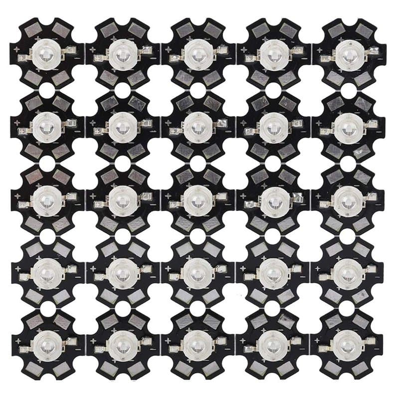 Haofy 25 pièces 3W LED puce ultraviolette lumière 395nm-400nm lampe haute puissance perles diode puces avec base en aluminium