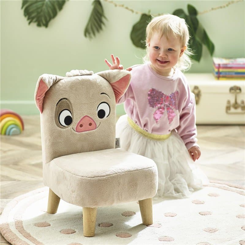 Disney Moana Pua Chaise rembourrée confortable pour chambre à coucher, chambre d'enfant et salle de jeux, tissu doux, constructi