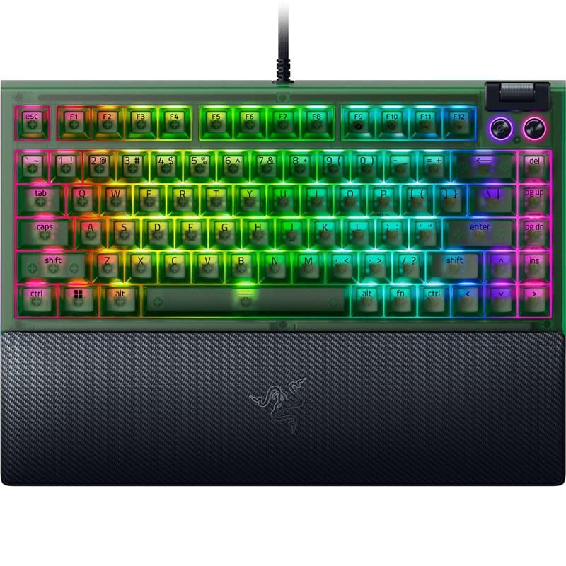 Razer BlackWidow V4 75% Phantom Green Edition - Clavier mécanique de Jeu remplaçable à Chaud (Touches tactiles, Roulette média,