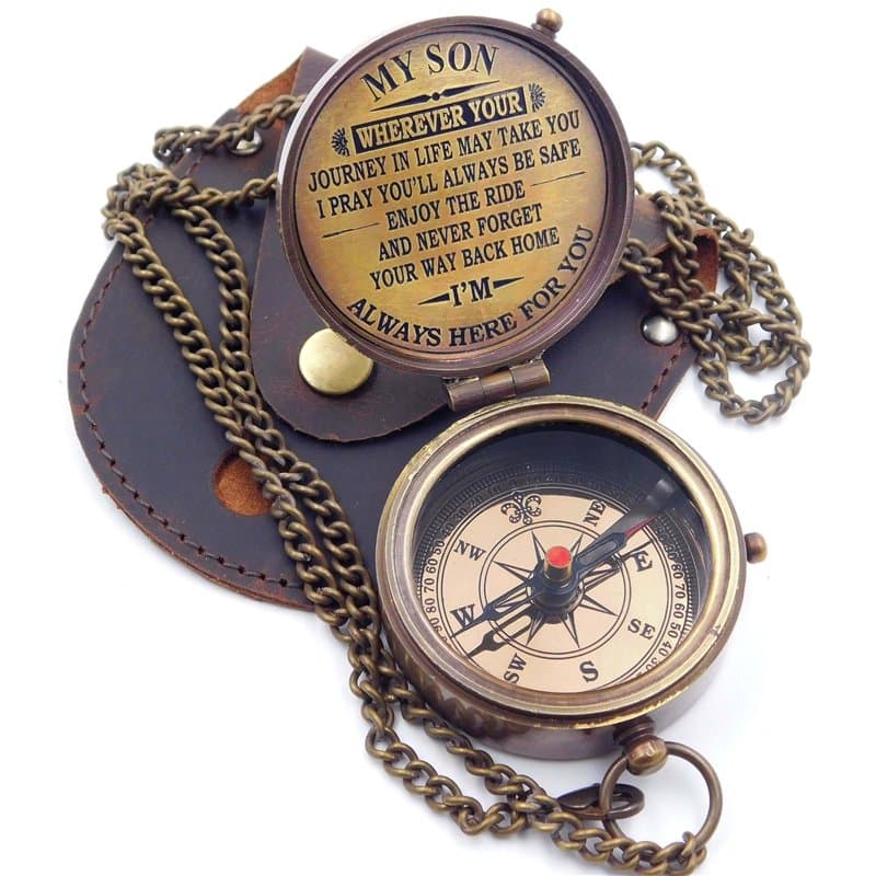 KHUMYAYAD Boussole en laiton avec inscription inspirante pour fils, cadeaux religieux chrétiens inspirants, hommes et femmes, ca